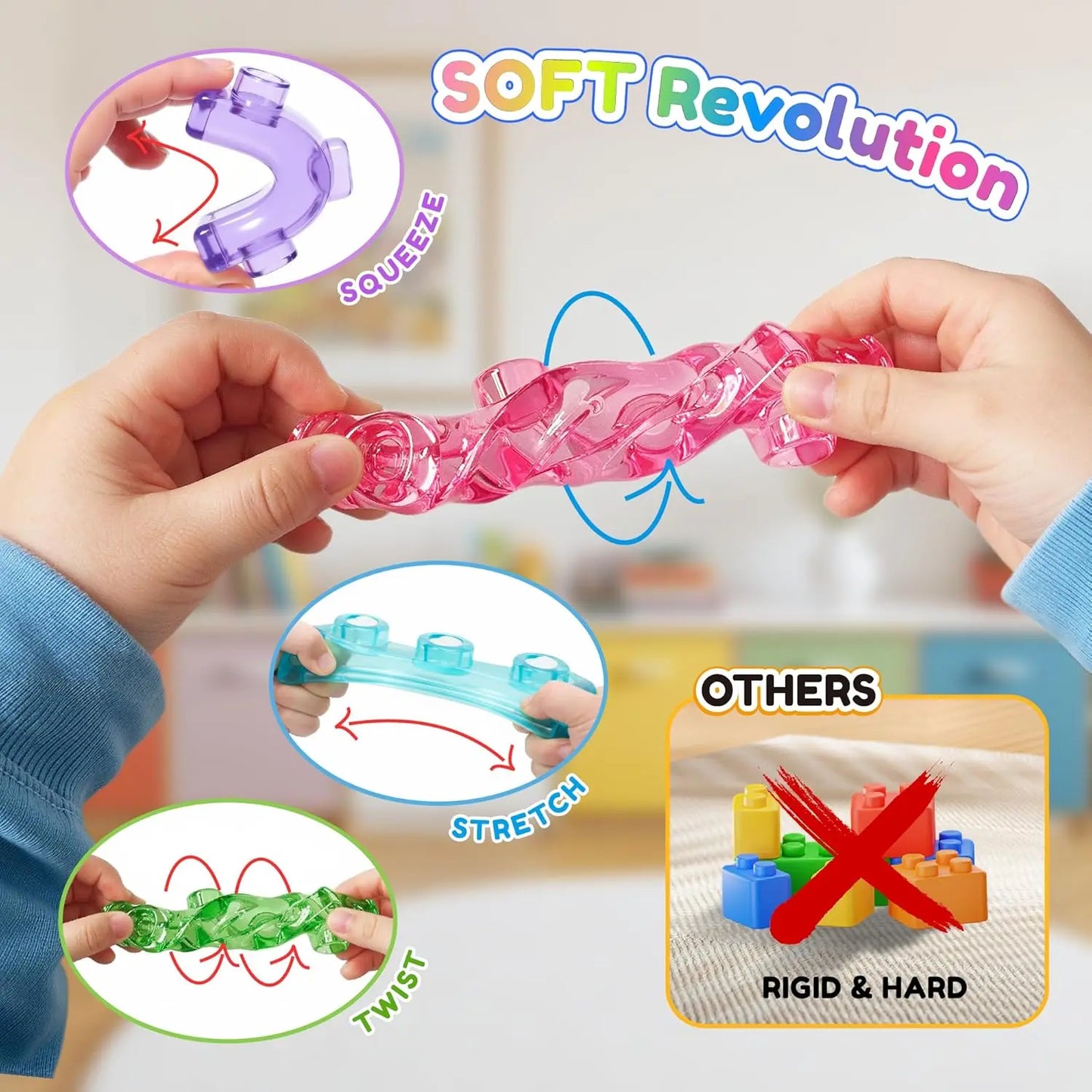 Soft Sensory Building Blocks for Kids – Squishy STEM Toy Set (3+)