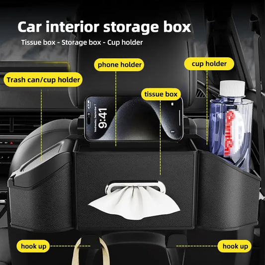7-in-1 Car Backseat Organizer with Cup Holder & Trash Bin