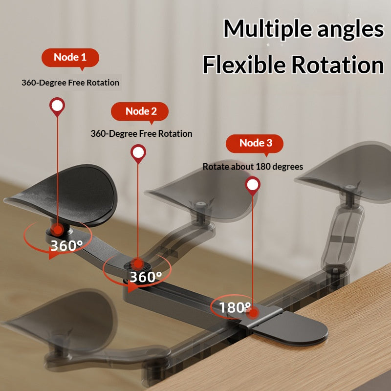 Ergonomic Desk Arm Support | 360° Rotating Adjustable Elbow Rest Clamp