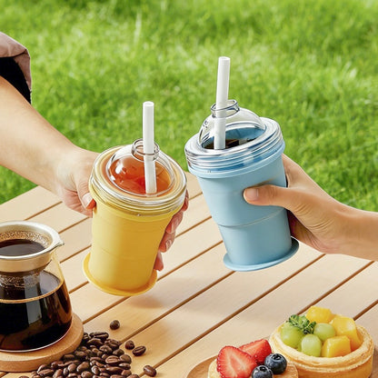 2-in-1 ChillSphere: Folding Ice Maker & Straw Cup