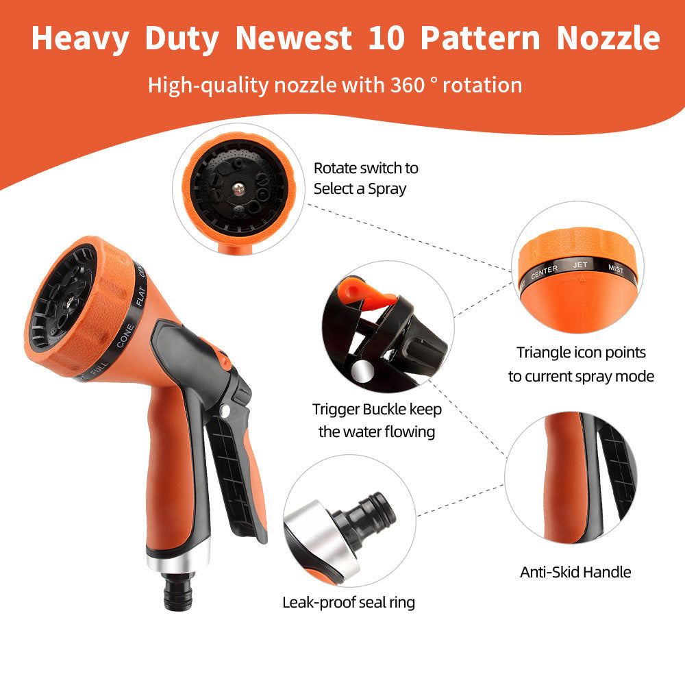 Expandable Garden Hose with Spray Nozzle (3X Expandable, No-Kink, Leak-Proof)