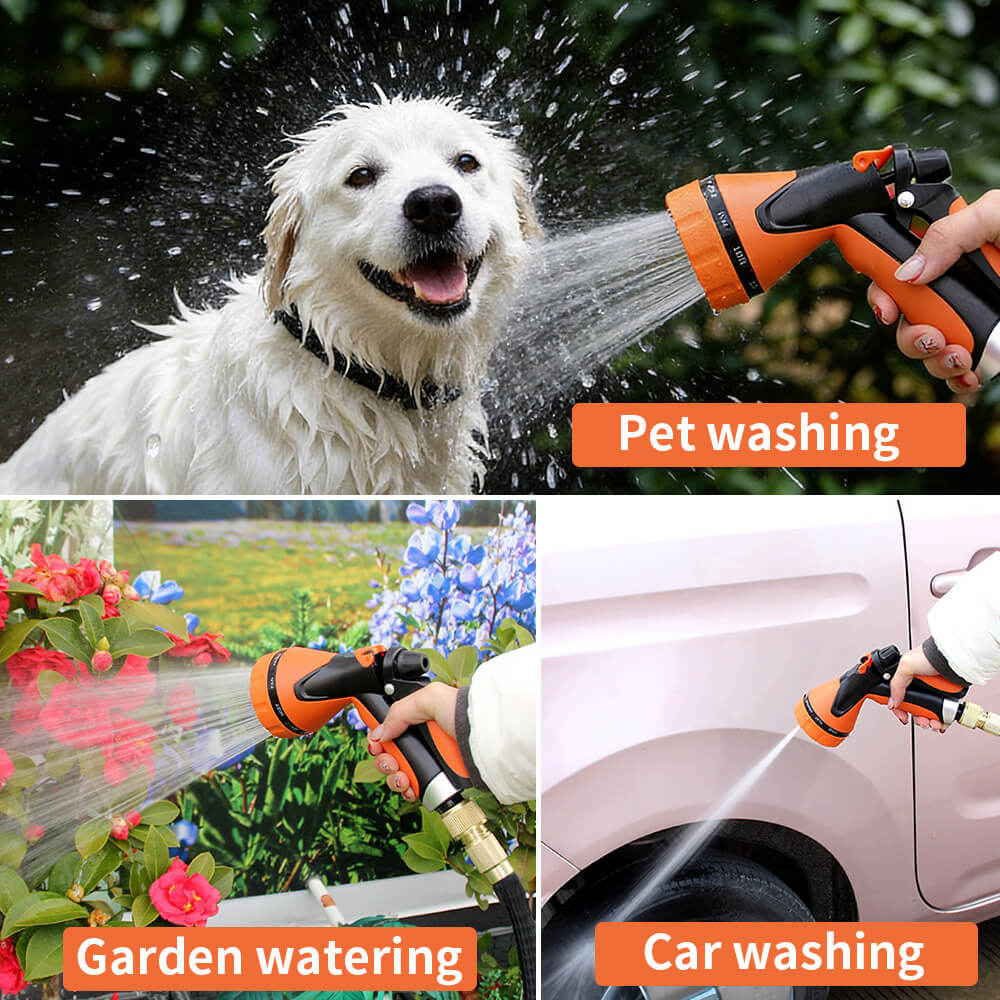 Expandable Garden Hose with Spray Nozzle (3X Expandable, No-Kink, Leak-Proof)