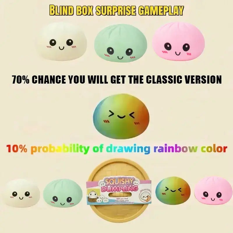 Dumpling Squishy Mystery Box – Cute Stress Relief Blind Box Toy