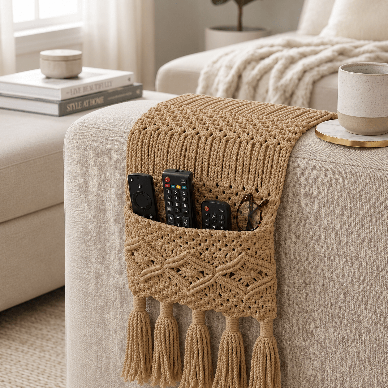 Handwoven Sofa Armrest Organizer