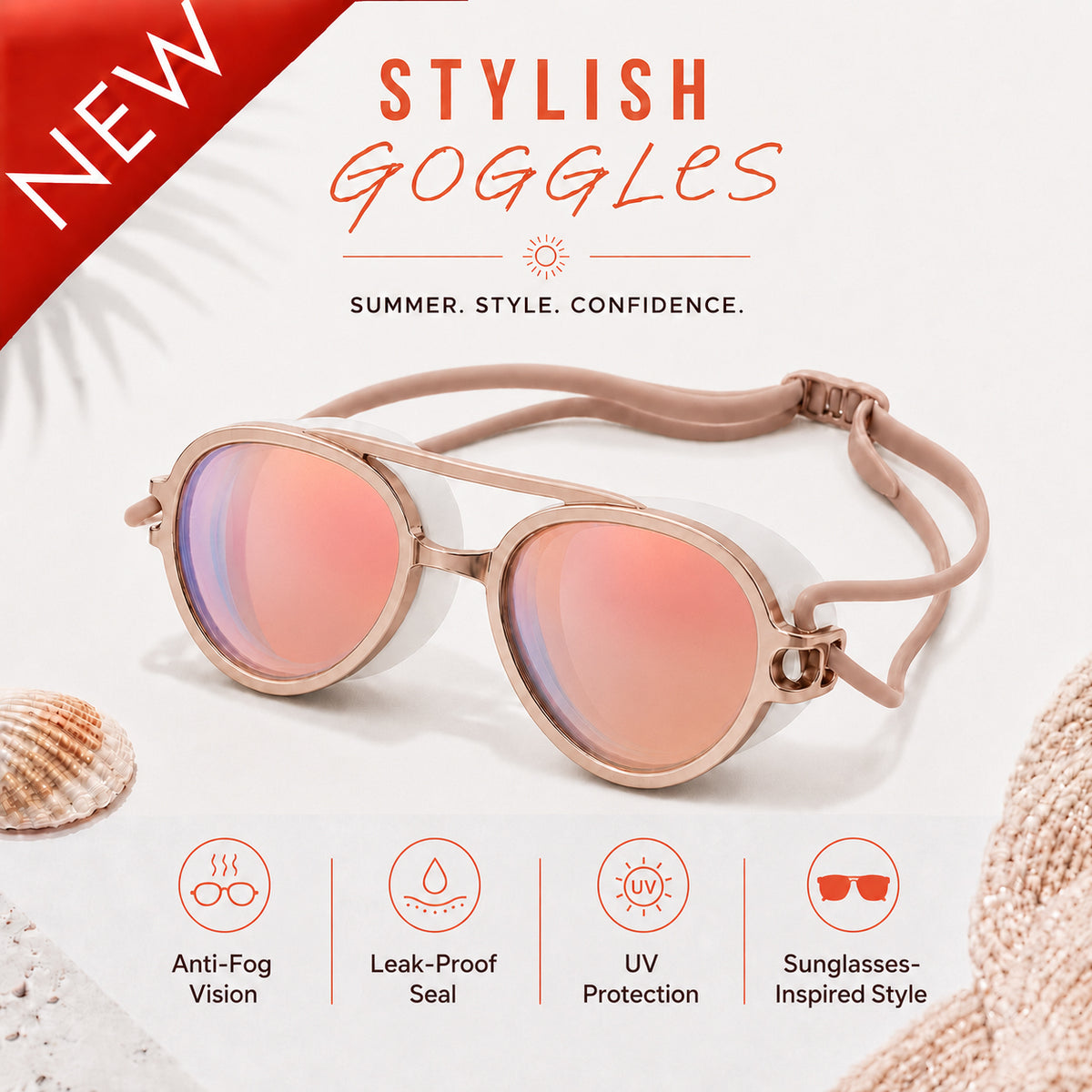 2-in-1 Retro Swim Goggles & Sunglasses