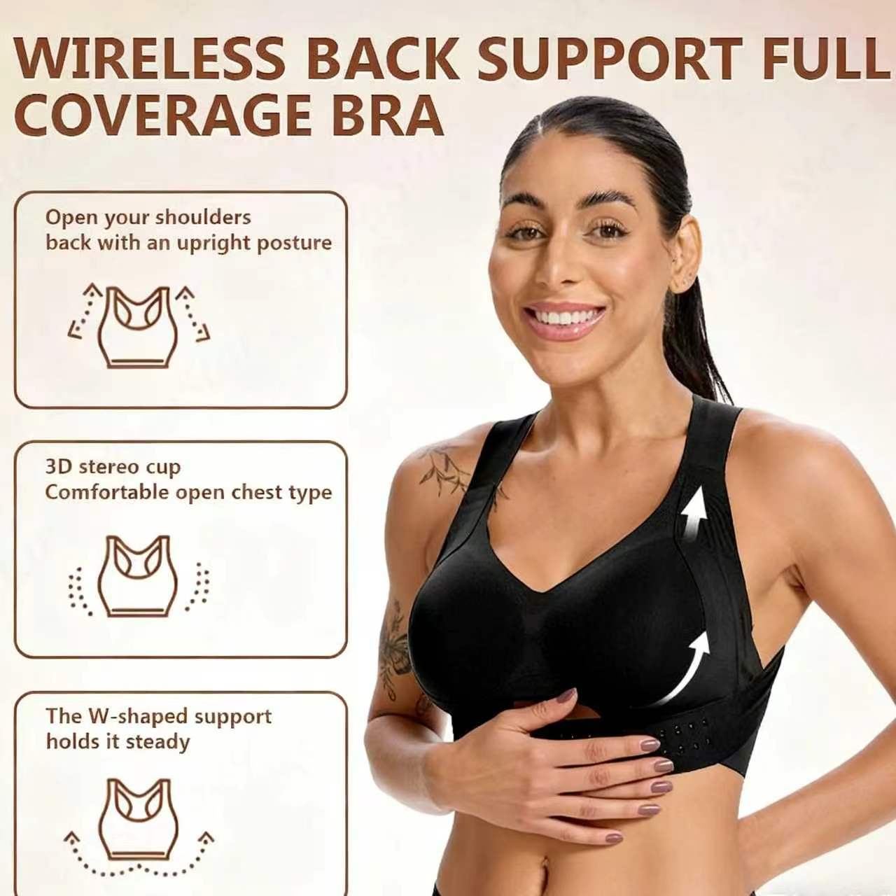 Wireless Posture Support Bra – Front Closure Lift & Shape