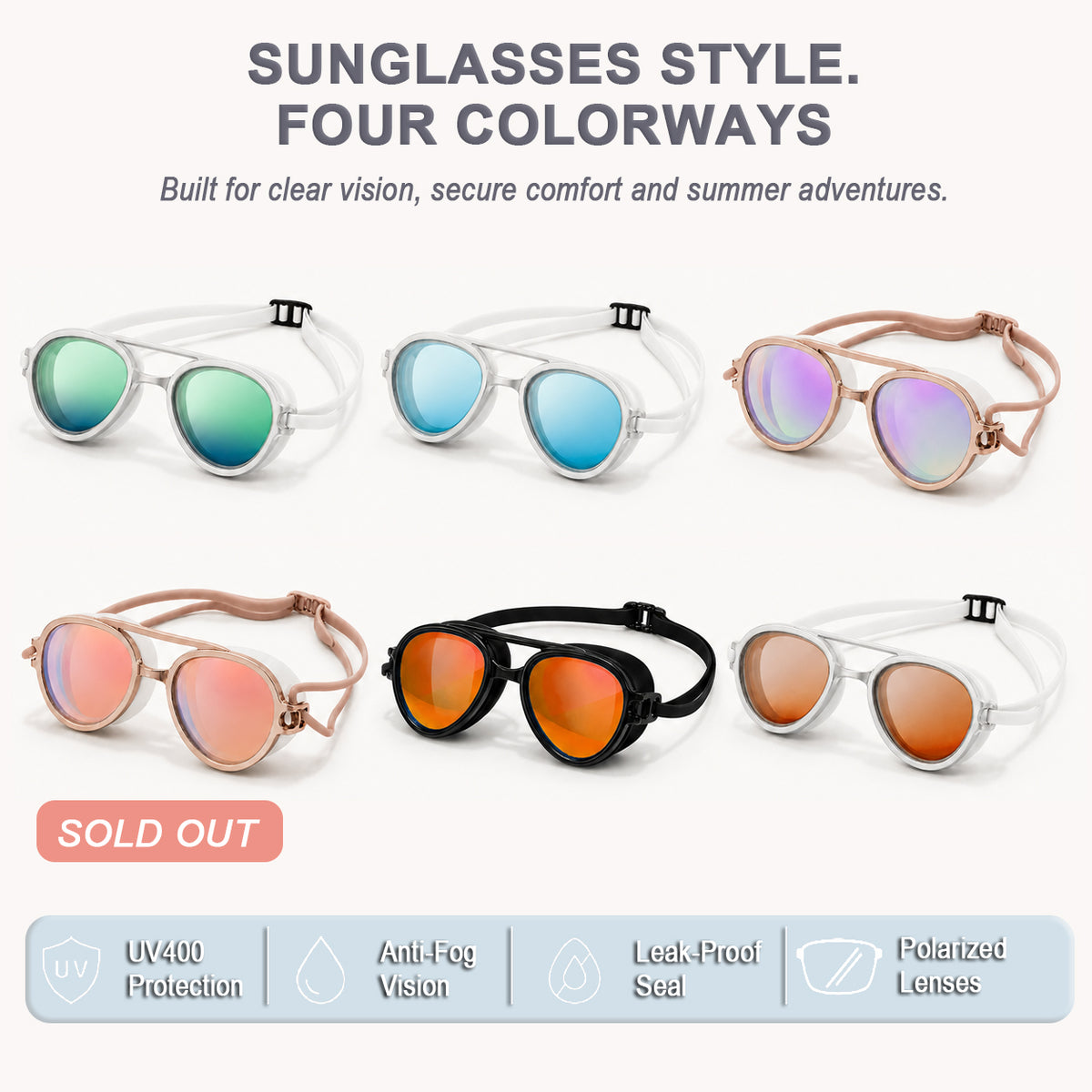 2-in-1 Retro Swim Goggles & Sunglasses