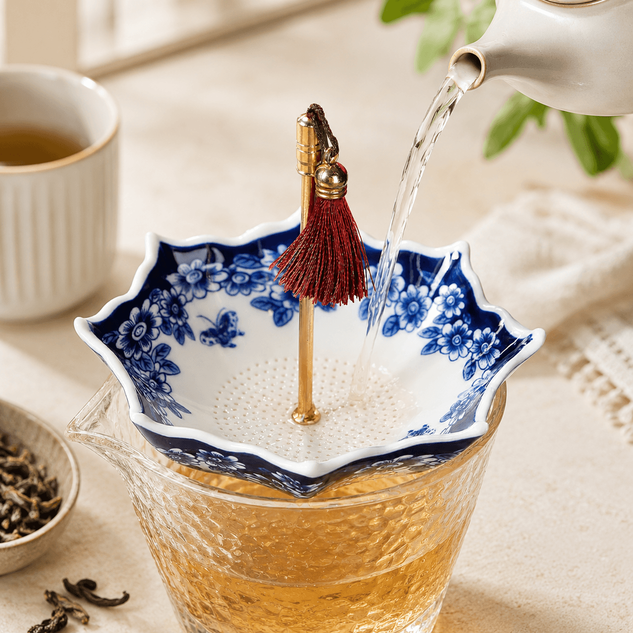 Elegant Ceramic Umbrella Tea Strainer