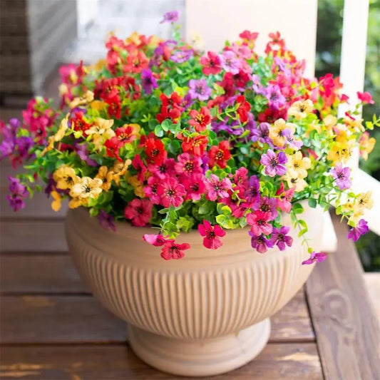 Artificial Outdoor Flowers UV Resistant (12/24PCS) – Colorful Garden Decor