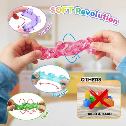 Soft Sensory Building Blocks for Kids – Squishy STEM Toy Set (3+)