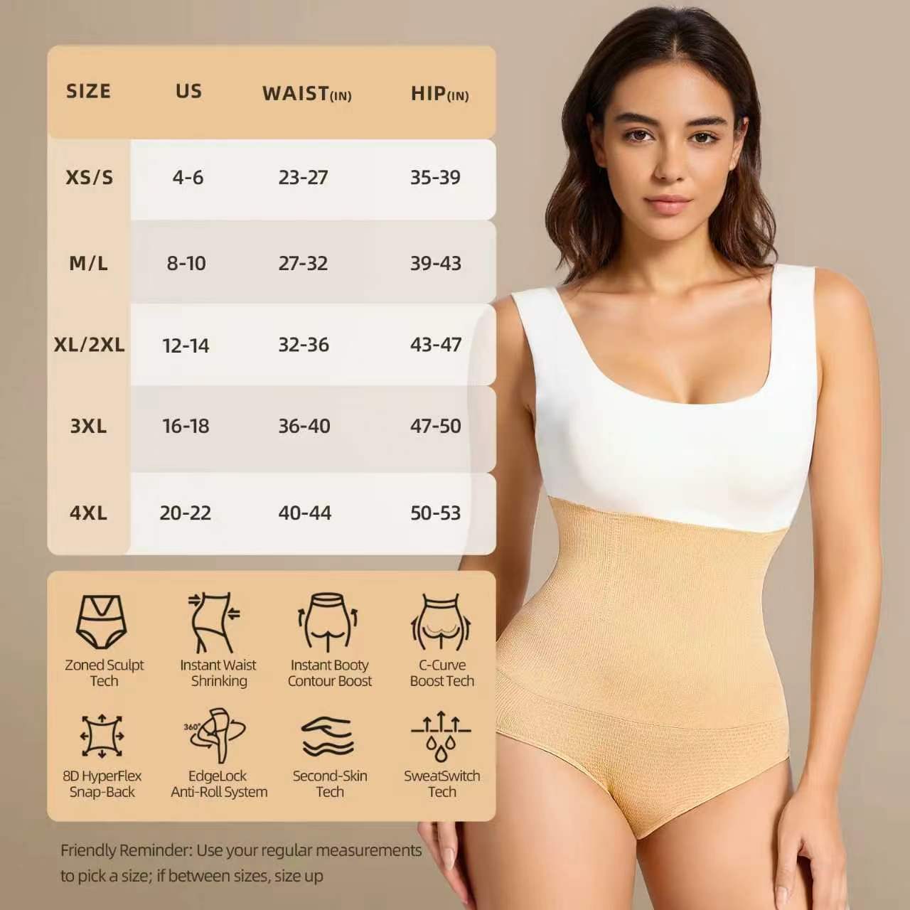 High Waisted Tummy Control Shapewear Panties