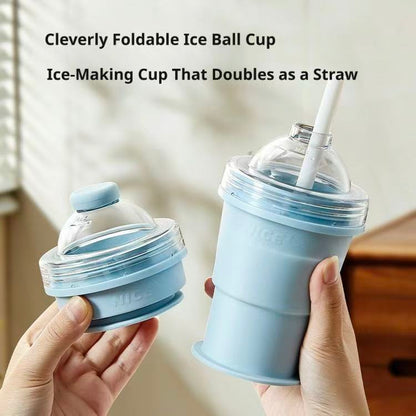 2-in-1 ChillSphere: Folding Ice Maker & Straw Cup