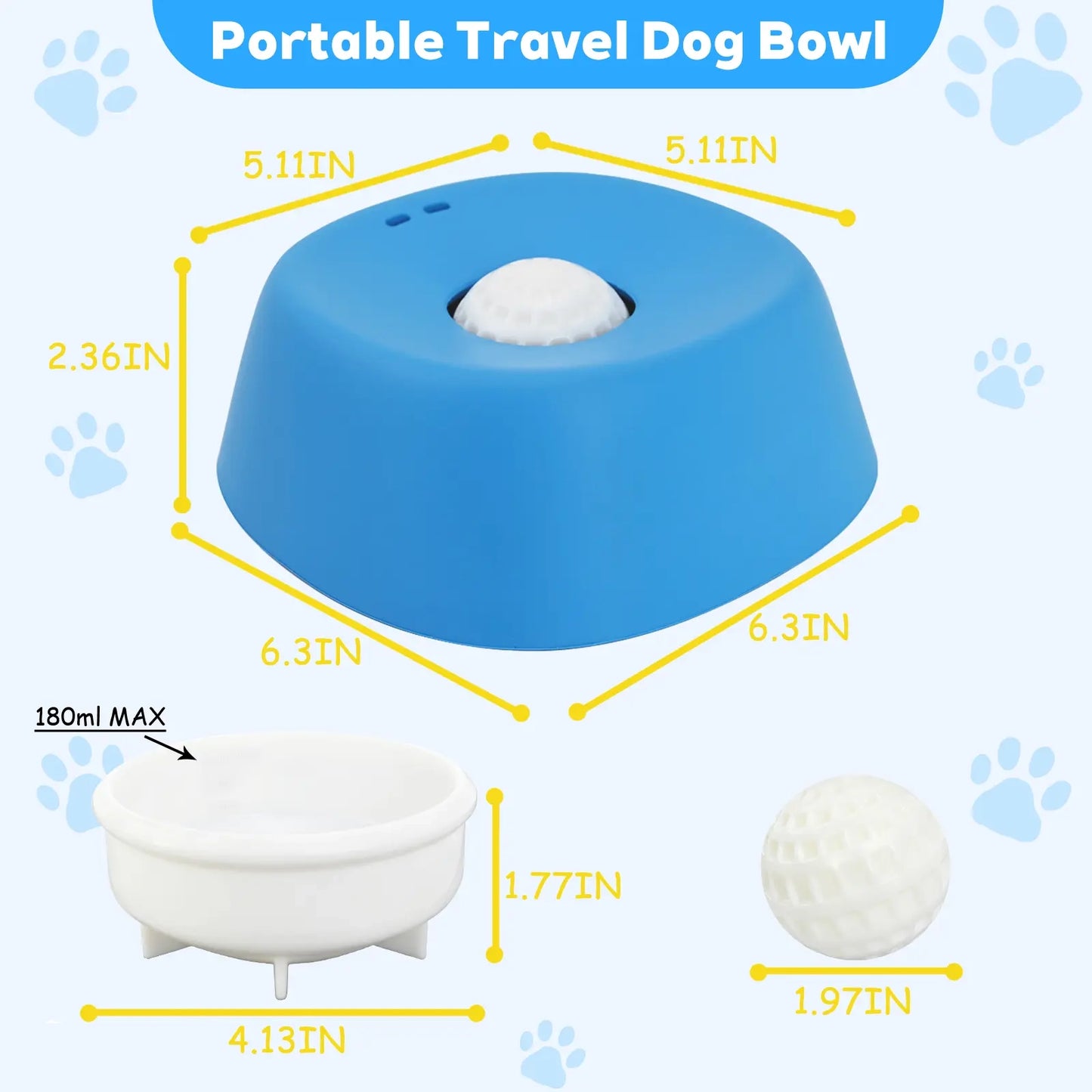 Slow Feeder Dog Bowl with Rolling Ball – No Spill Lick Bowl for Liquid Treats