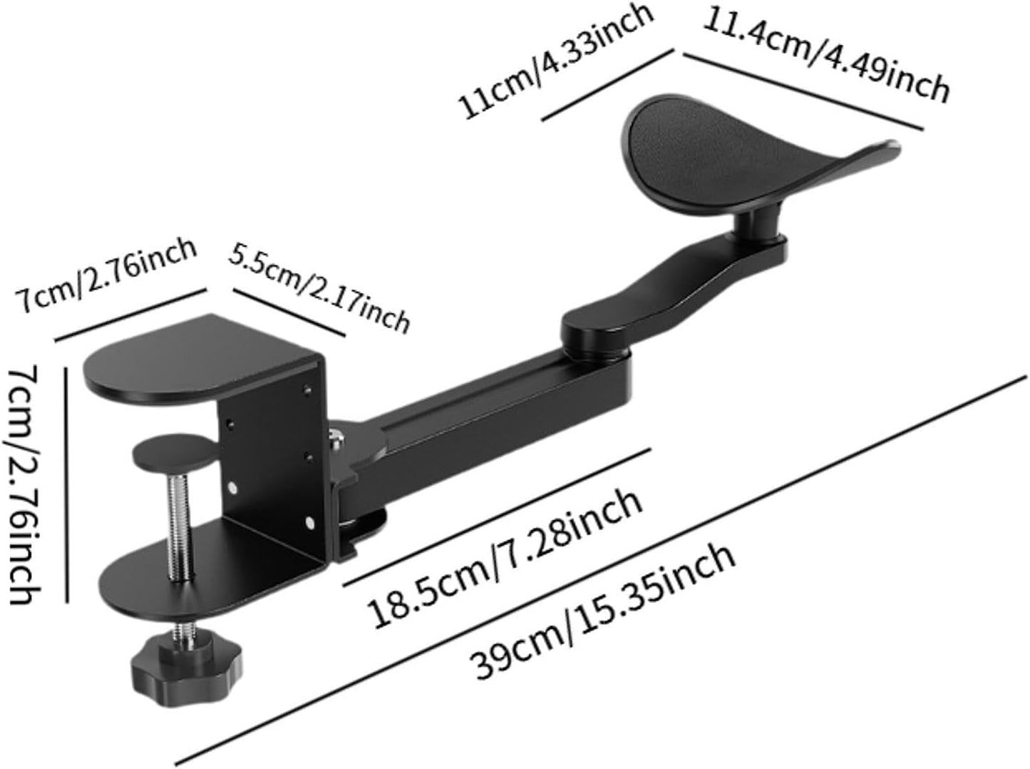 Ergonomic Desk Arm Support | 360° Rotating Adjustable Elbow Rest Clamp