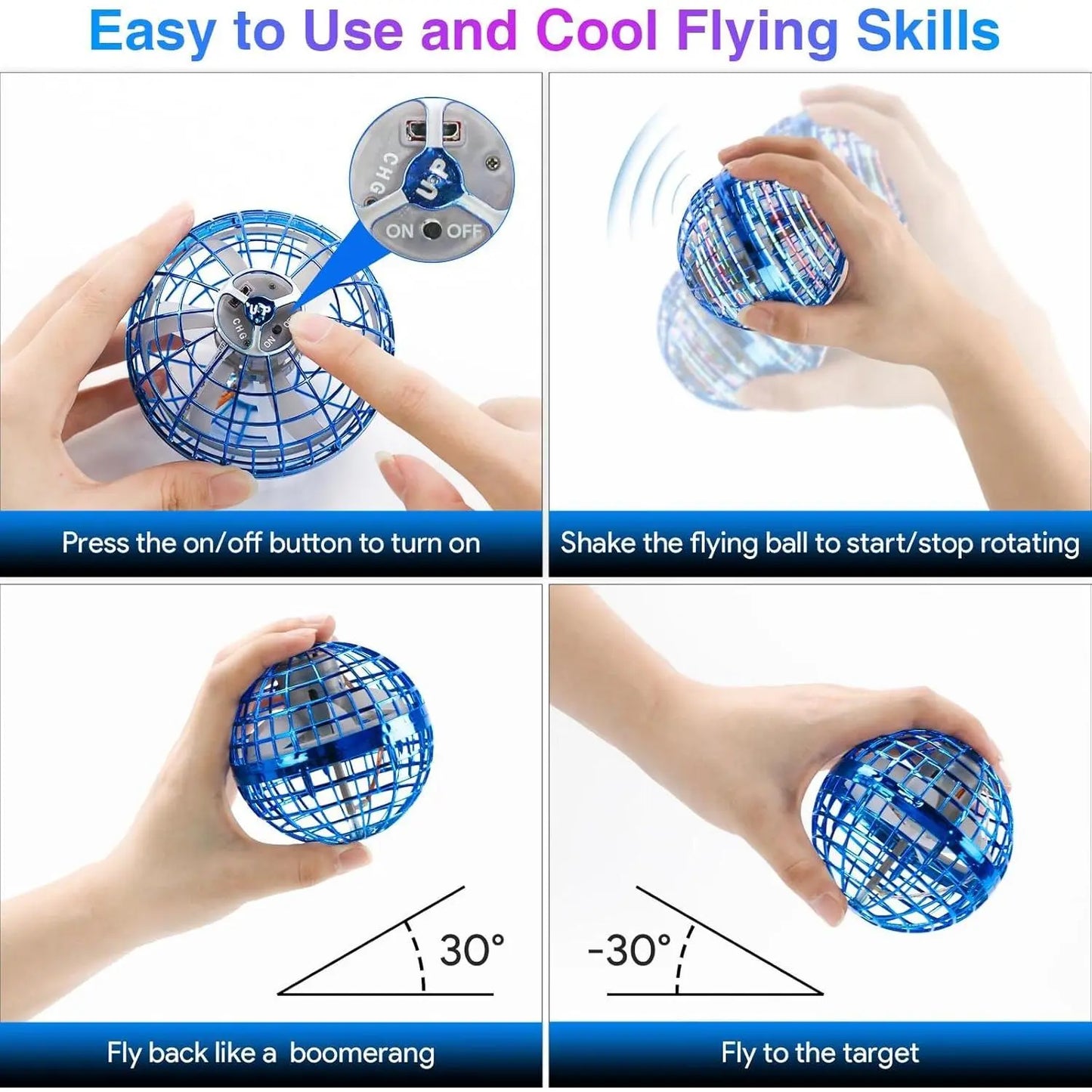 Flying Orb Ball Boomerang Toy – Hand Controlled LED Hover Spinner