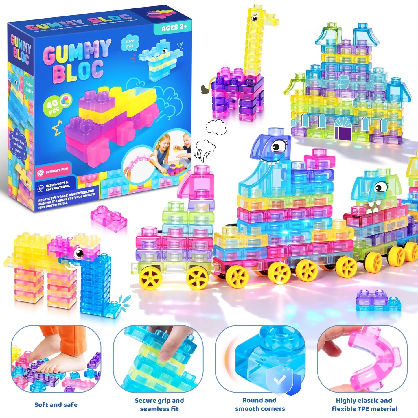 Soft Sensory Building Blocks for Kids – Squishy STEM Toy Set (3+)