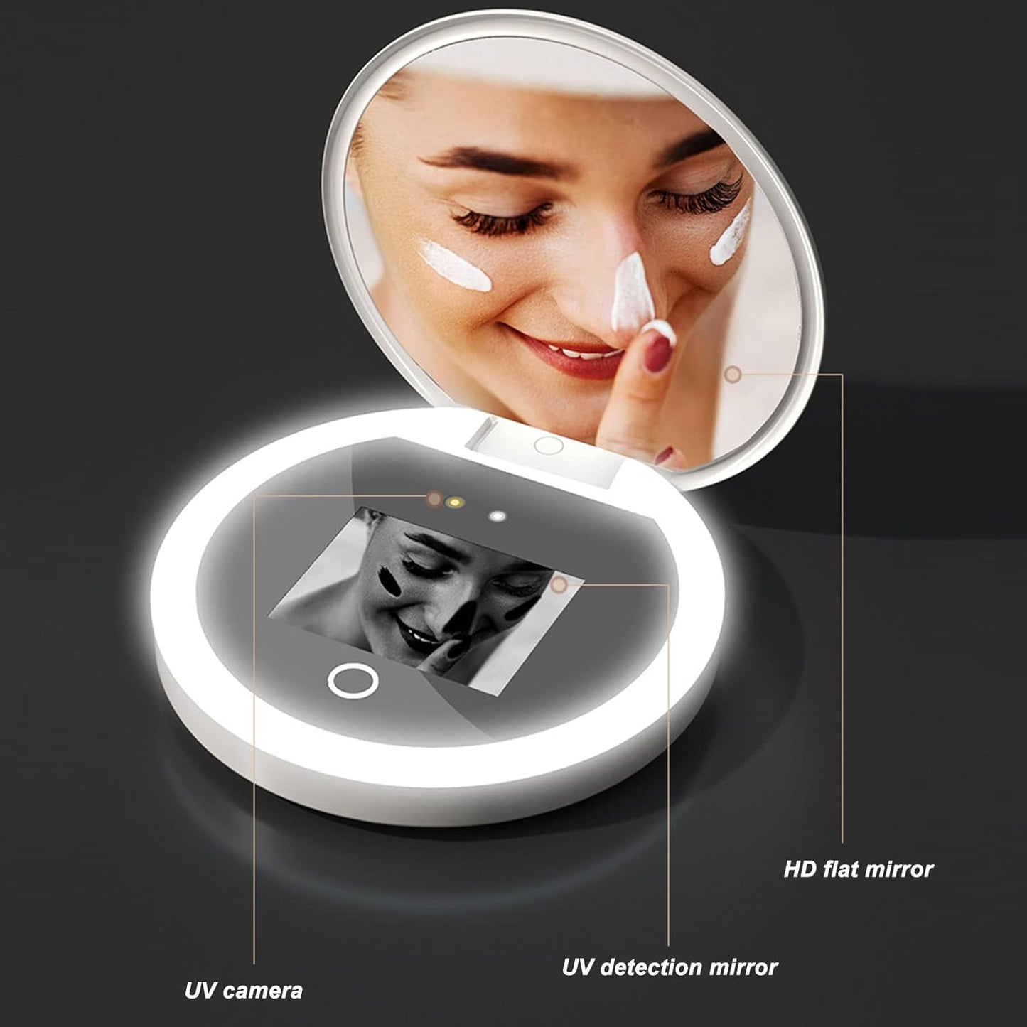 UV Camera LED Compact Makeup Mirror