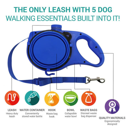 5-in-1 Retractable Dog Leash Bottle