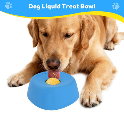 Slow Feeder Dog Bowl with Rolling Ball – No Spill Lick Bowl for Liquid Treats