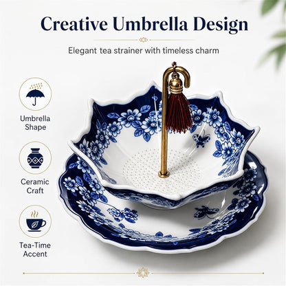 Elegant Ceramic Umbrella Tea Strainer