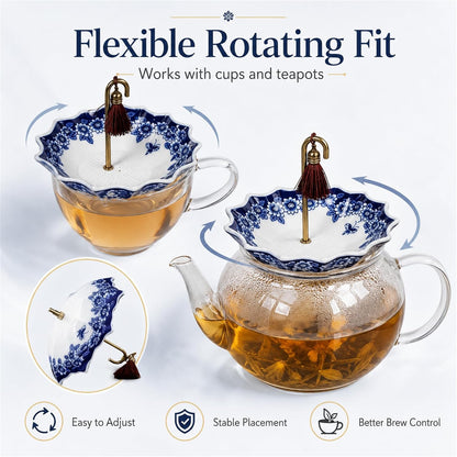 Elegant Ceramic Umbrella Tea Strainer