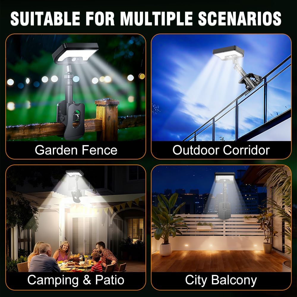 Clip-On Solar Motion Light | 3-Color Outdoor LED Fence Lamp