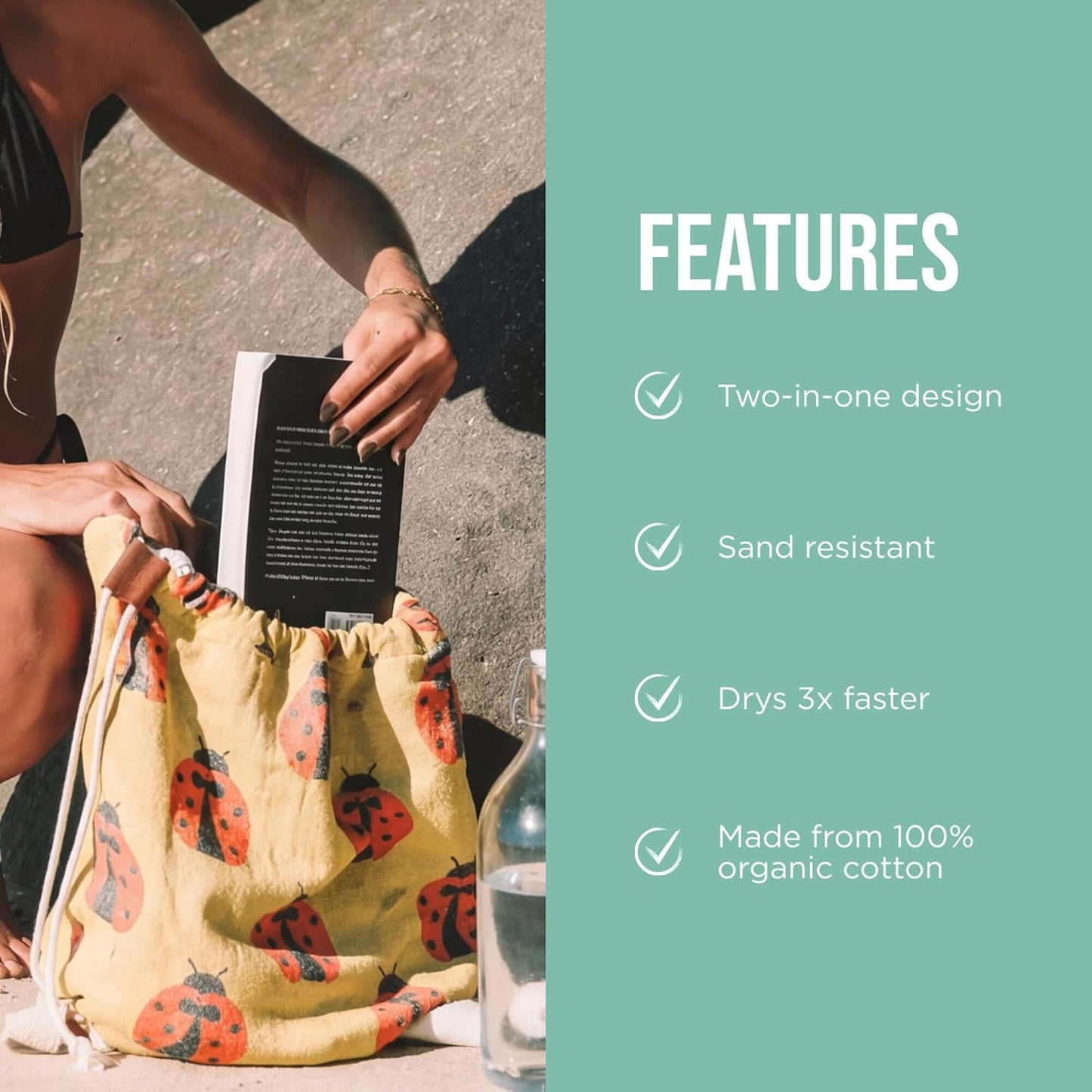 2-in-1 Convertible Beach Towel Backpack