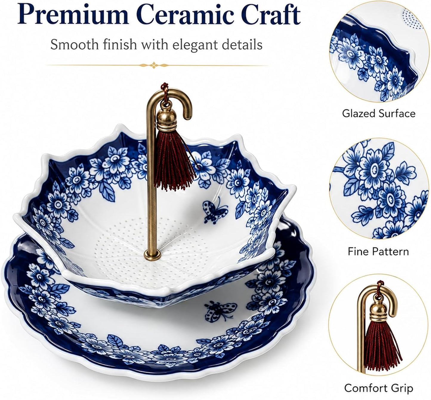 Elegant Ceramic Umbrella Tea Strainer
