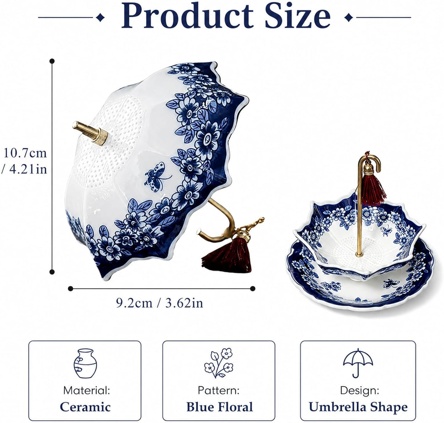 Elegant Ceramic Umbrella Tea Strainer