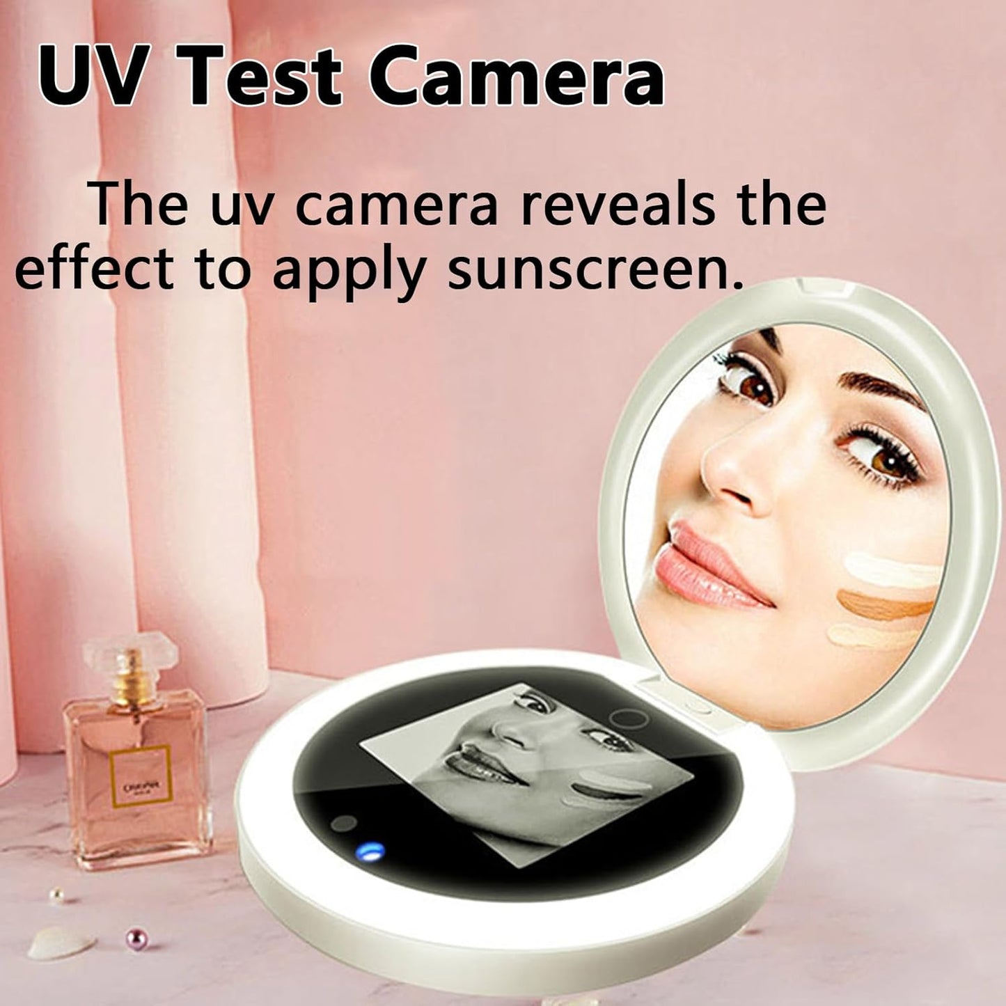 UV Camera LED Compact Makeup Mirror