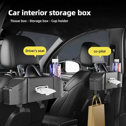 7-in-1 Car Backseat Organizer with Cup Holder & Trash Bin