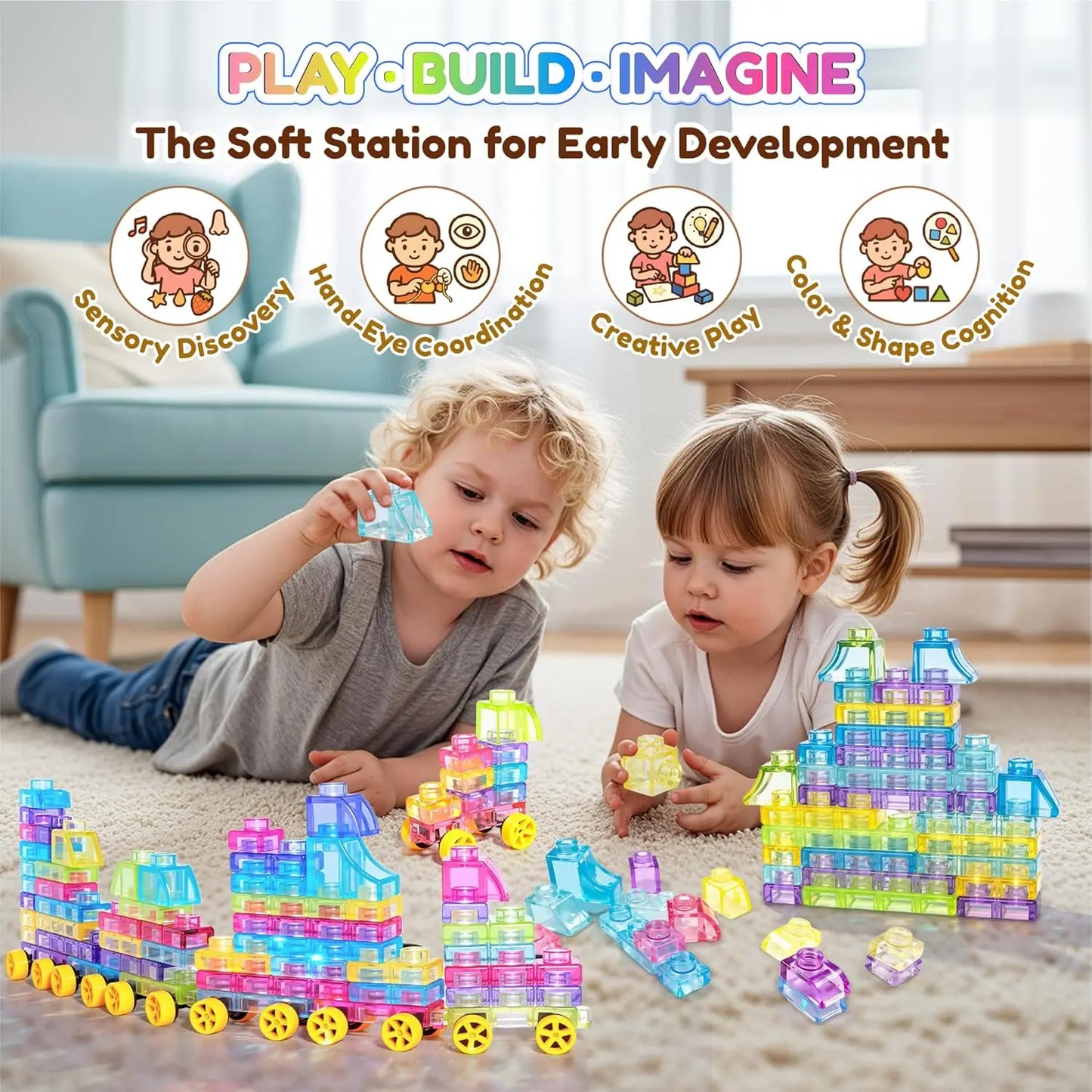 Soft Sensory Building Blocks for Kids – Squishy STEM Toy Set (3+)