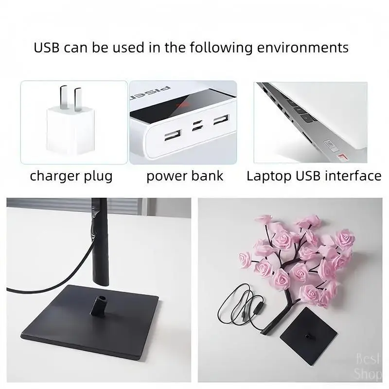 Rose Tree Night Light – USB LED Decorative Lamp