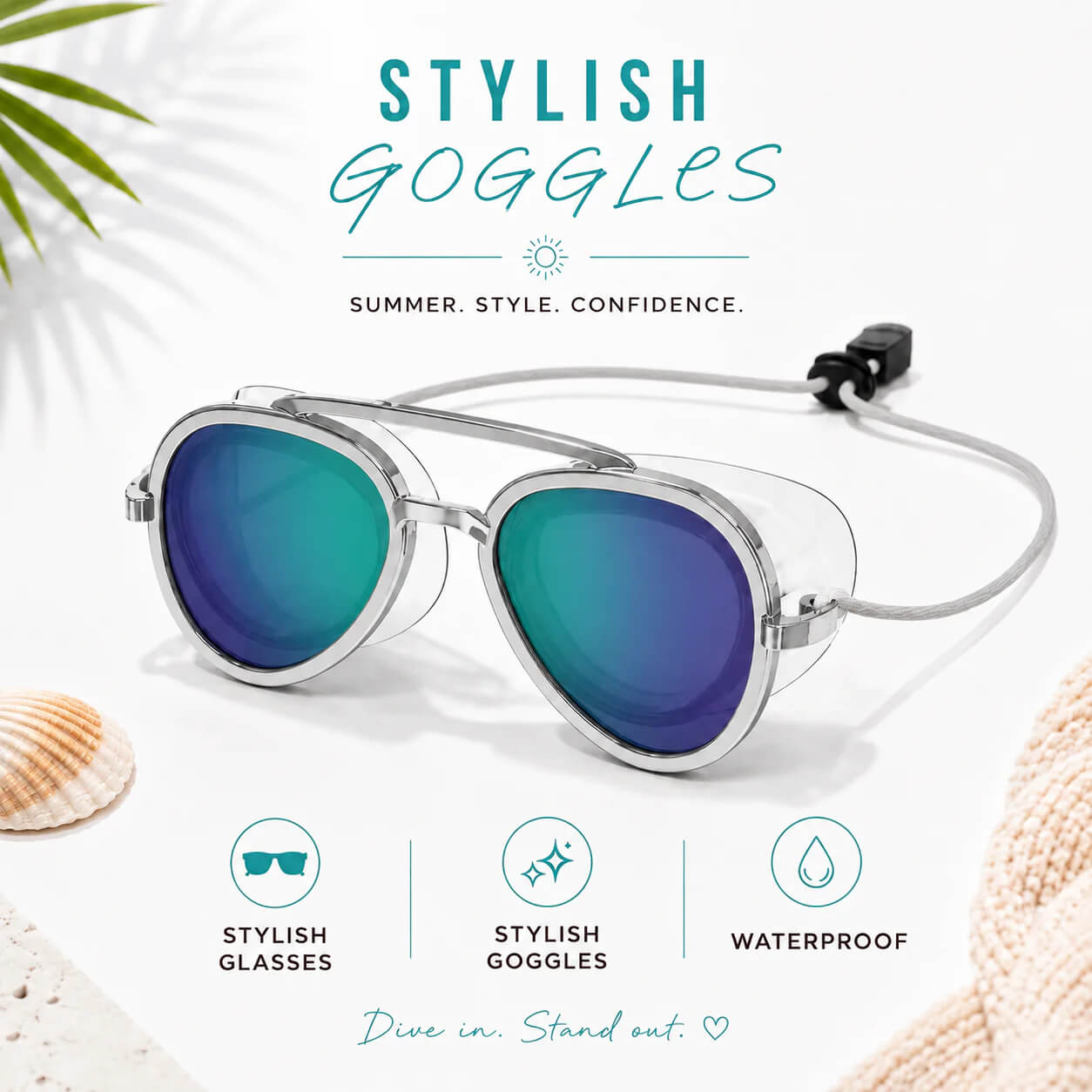 2-in-1 Waterproof Swim Goggles & Sunglasses