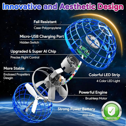 Flying Orb Ball Boomerang Toy – Hand Controlled LED Hover Spinner