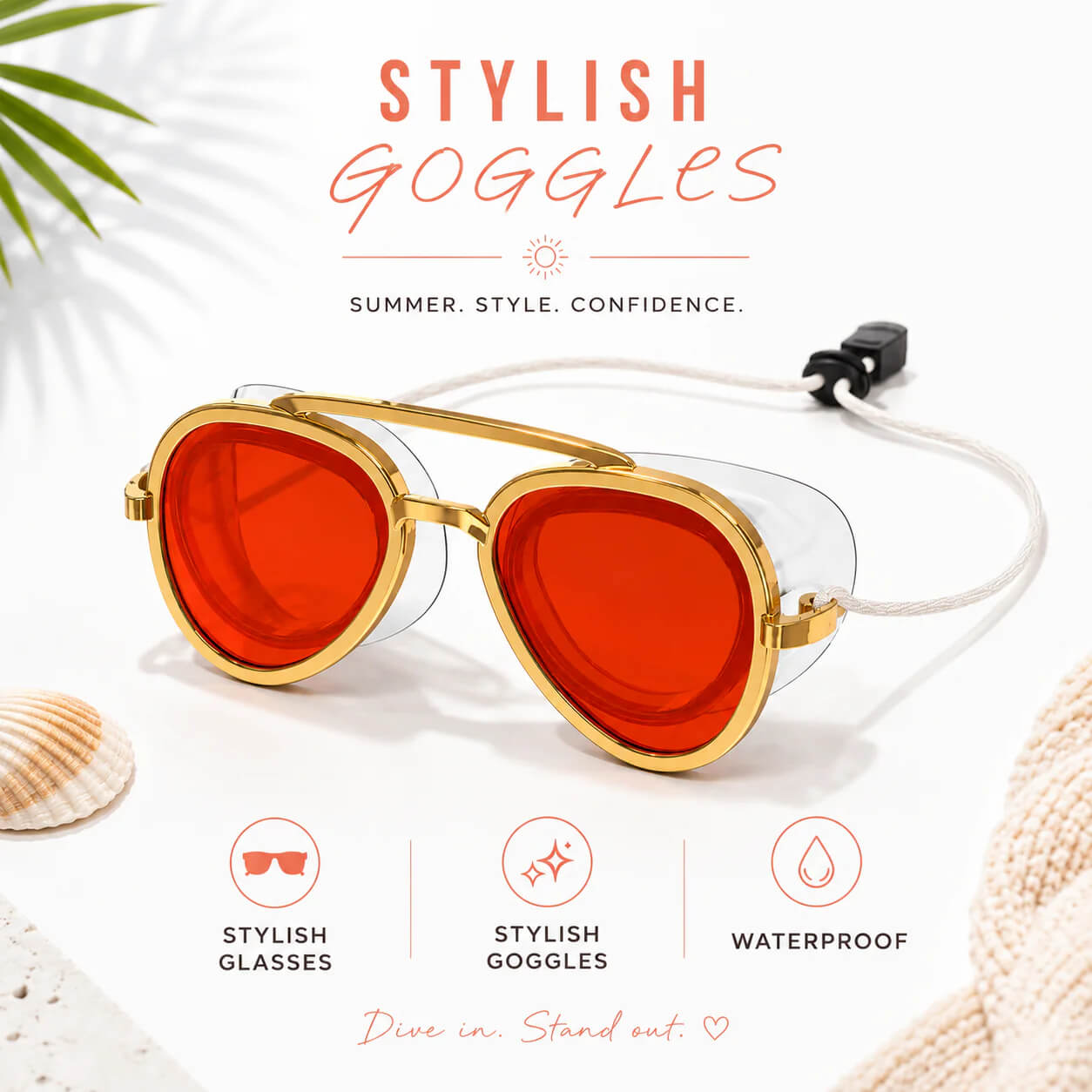 2-in-1 Waterproof Swim Goggles & Sunglasses