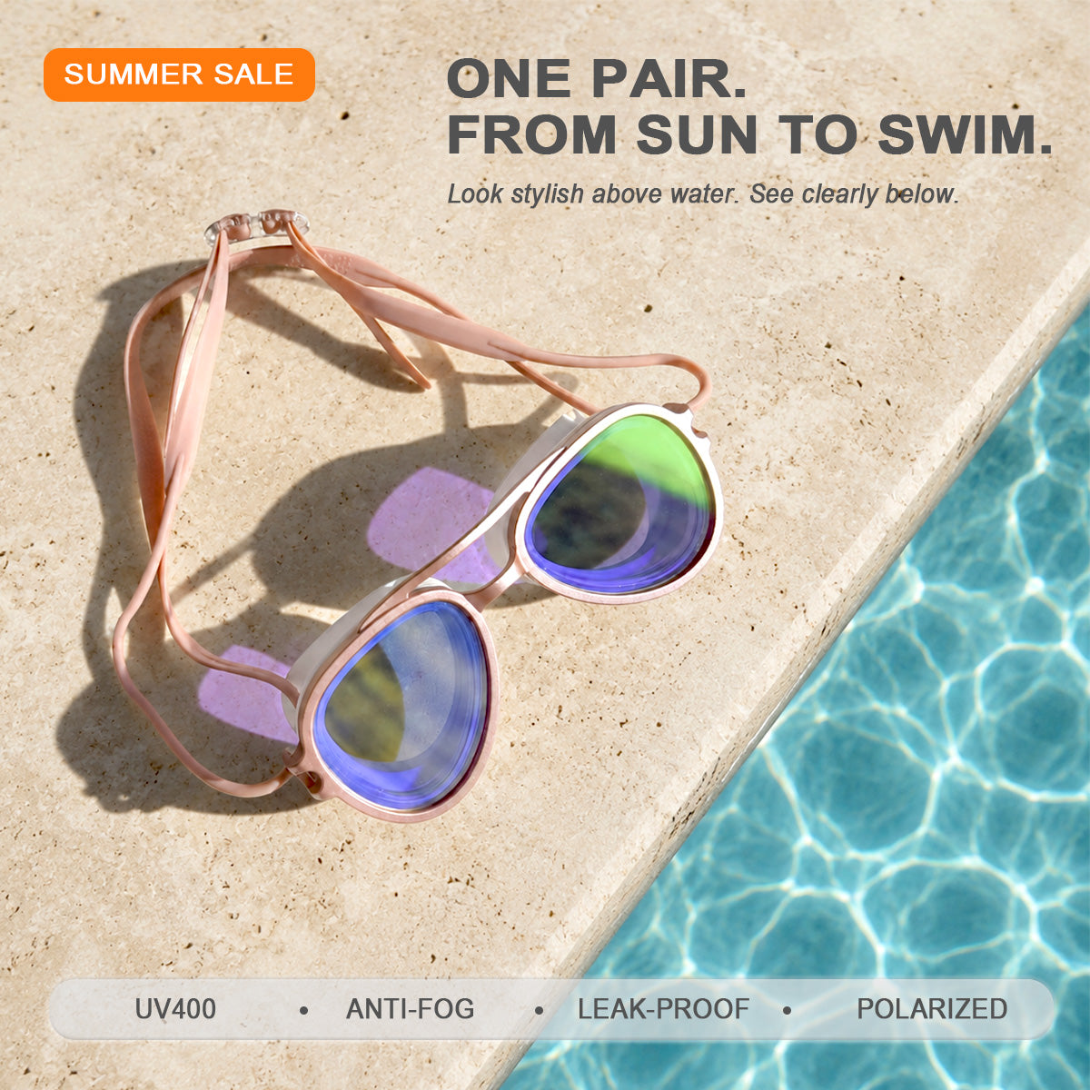 2-in-1 Retro Swim Goggles & Sunglasses