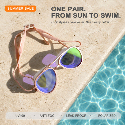 2-in-1 Retro Swim Goggles & Sunglasses