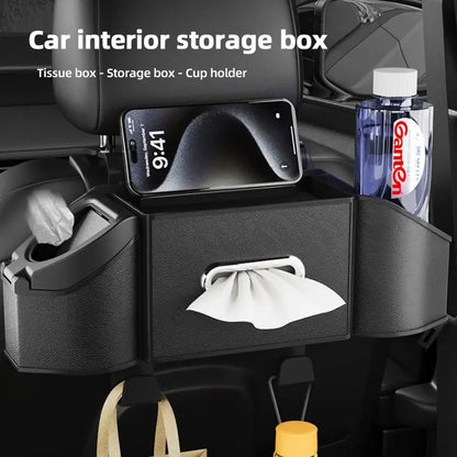 7-in-1 Car Backseat Organizer with Cup Holder & Trash Bin