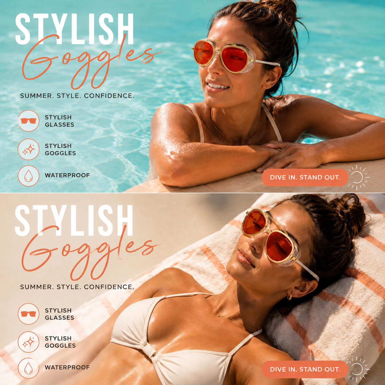 2-in-1 Waterproof Swim Goggles & Sunglasses