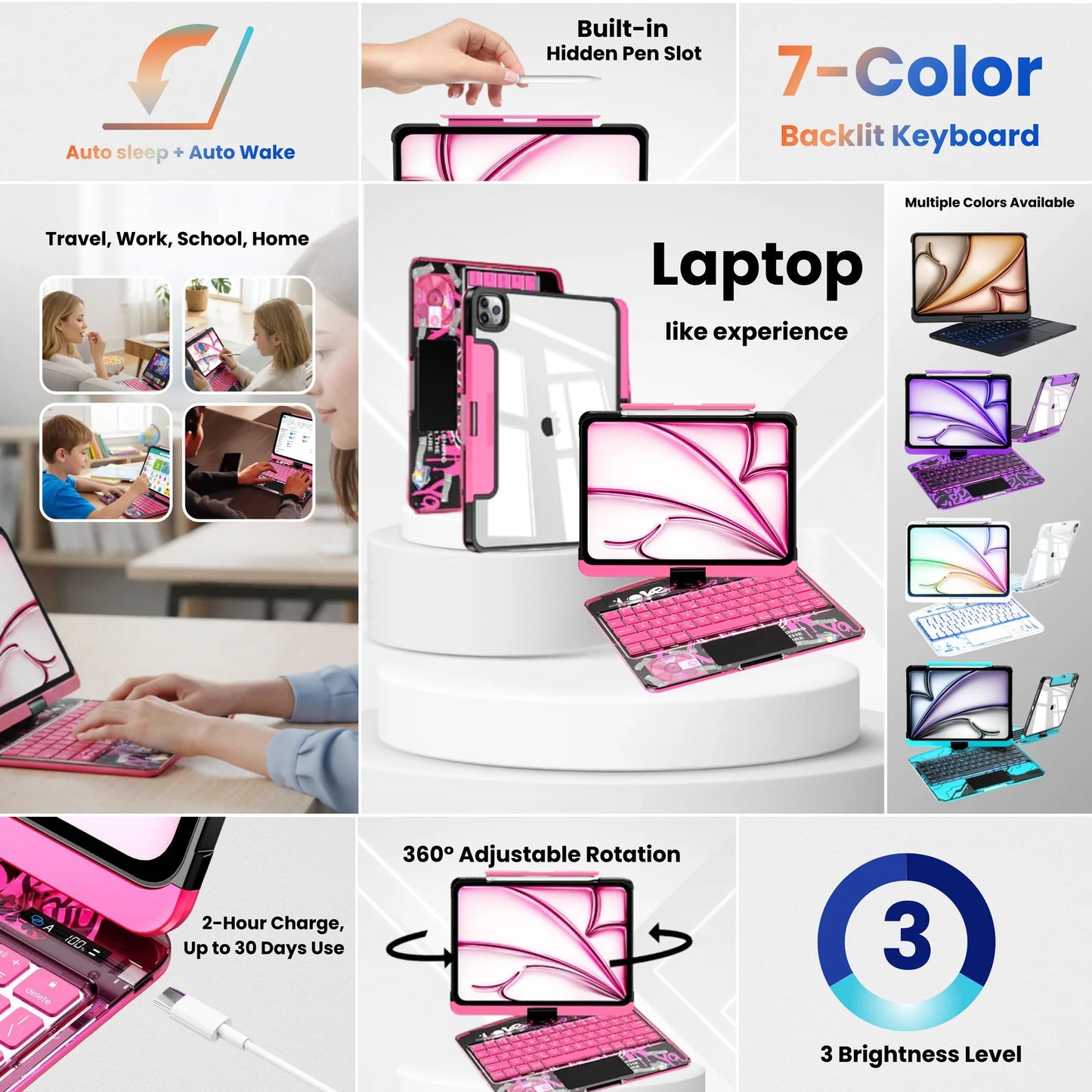360° Rotating iPad Keyboard Case