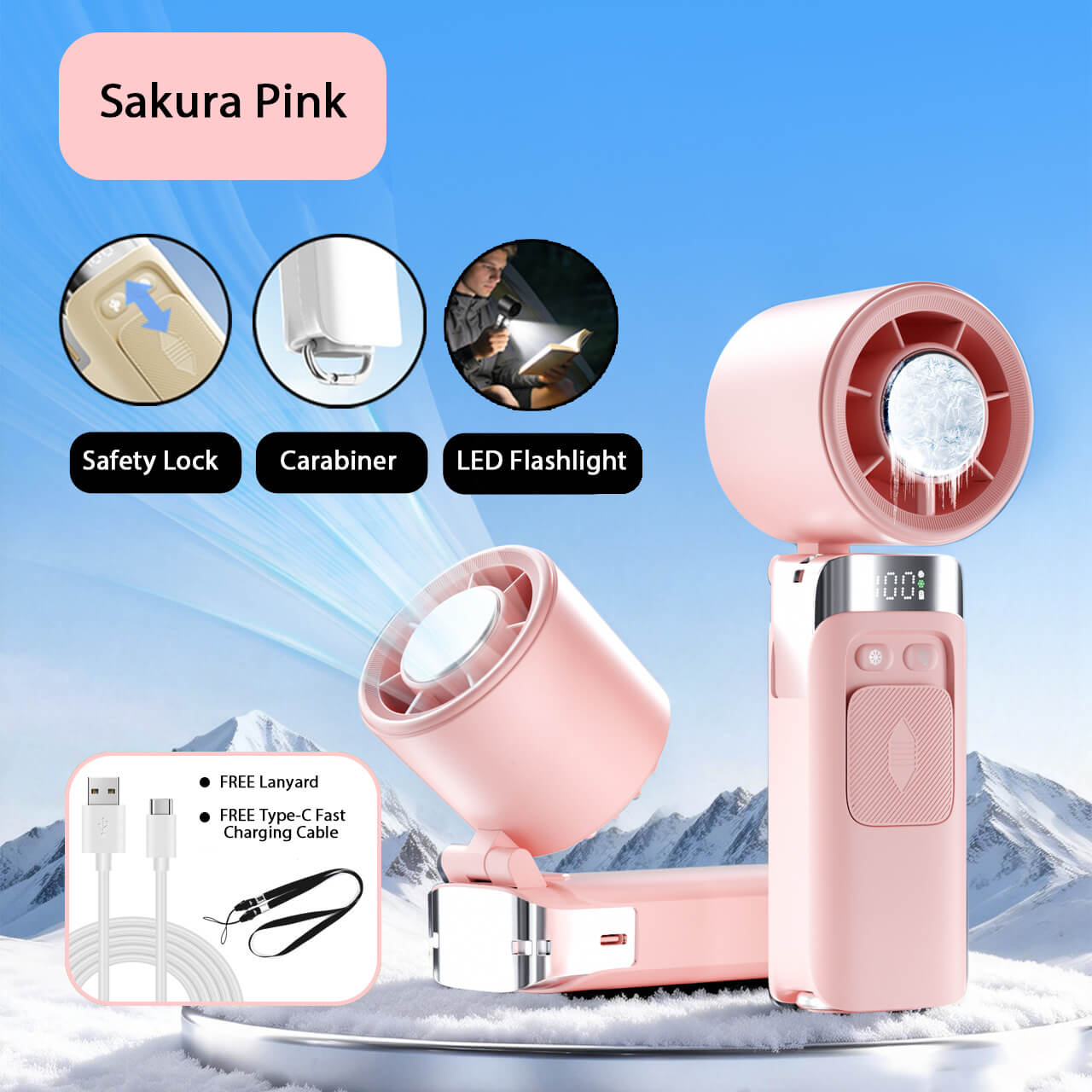 Smart Digital Display Handheld Fan with Instant Chill Technology