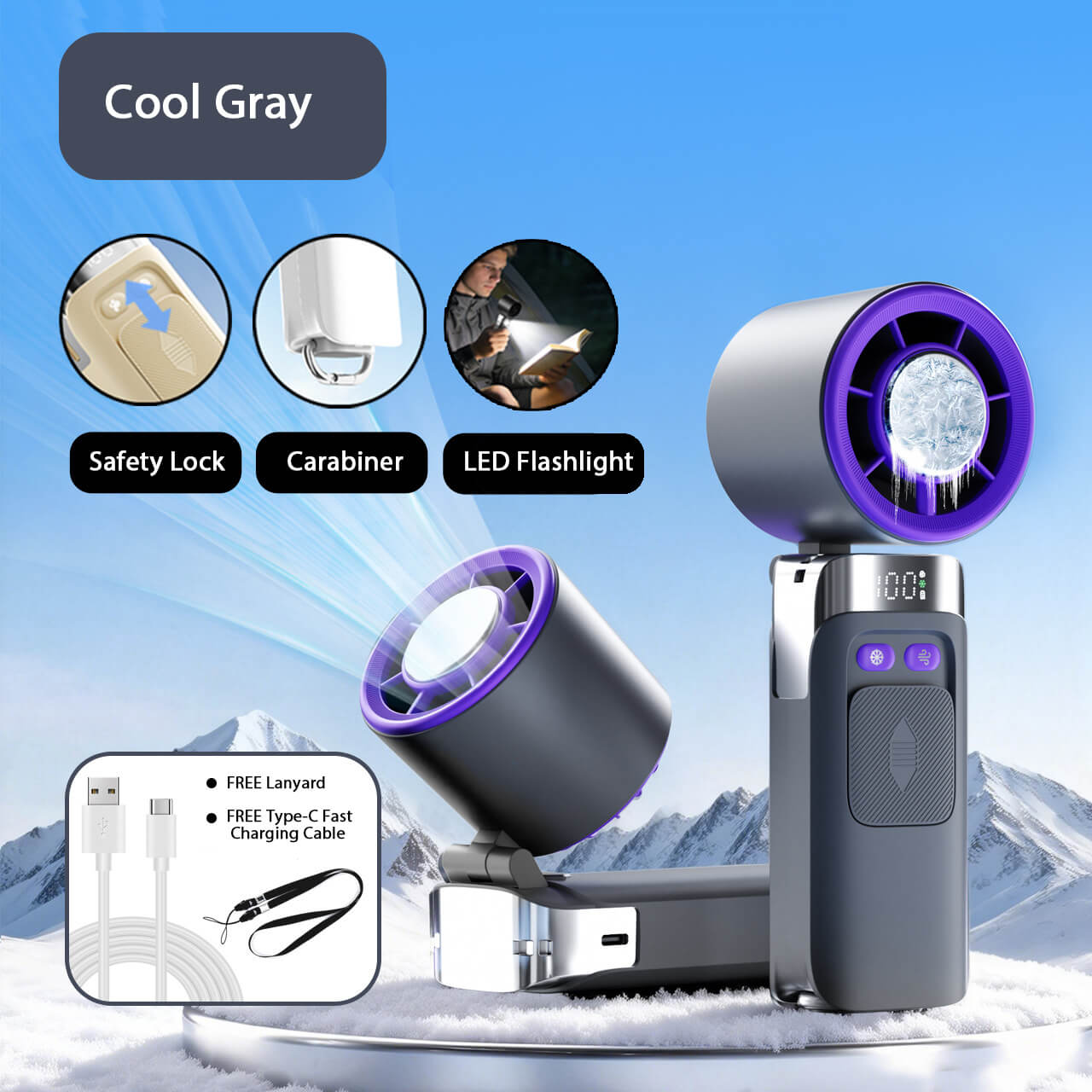 Smart Digital Display Handheld Fan with Instant Chill Technology