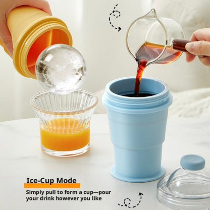 2-in-1 ChillSphere: Folding Ice Maker & Straw Cup