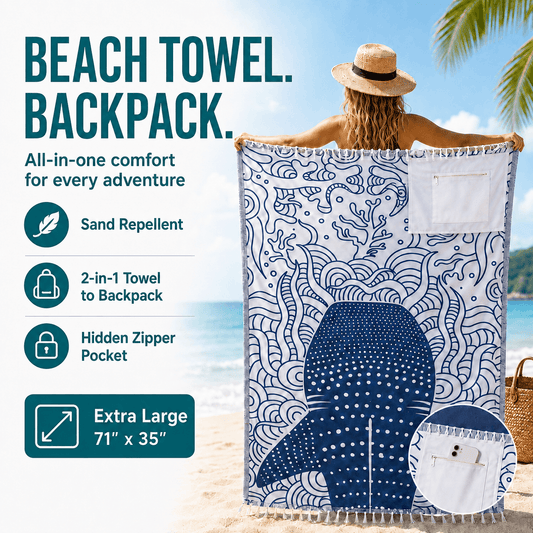 2-in-1 Convertible Beach Towel Backpack