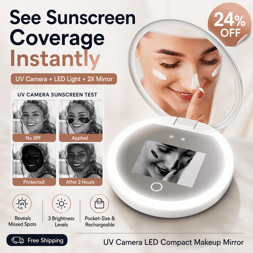 UV Camera LED Compact Makeup Mirror