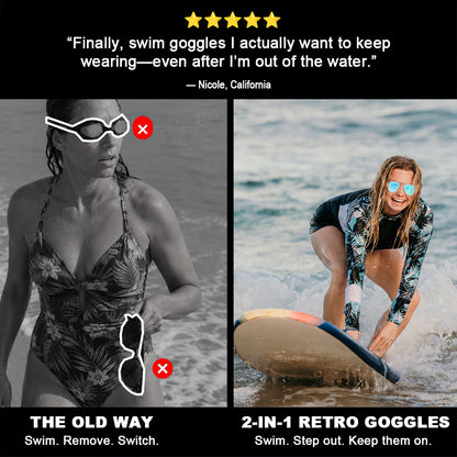 2-in-1 Retro Swim Goggles & Sunglasses