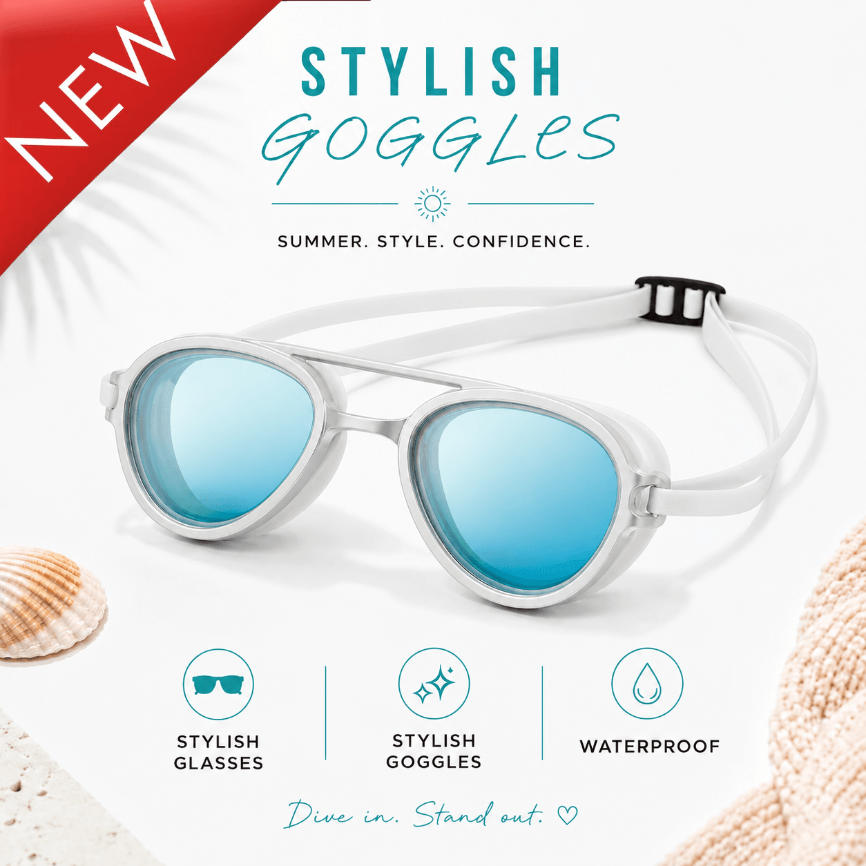 2-in-1 Waterproof Swim Goggles & Sunglasses
