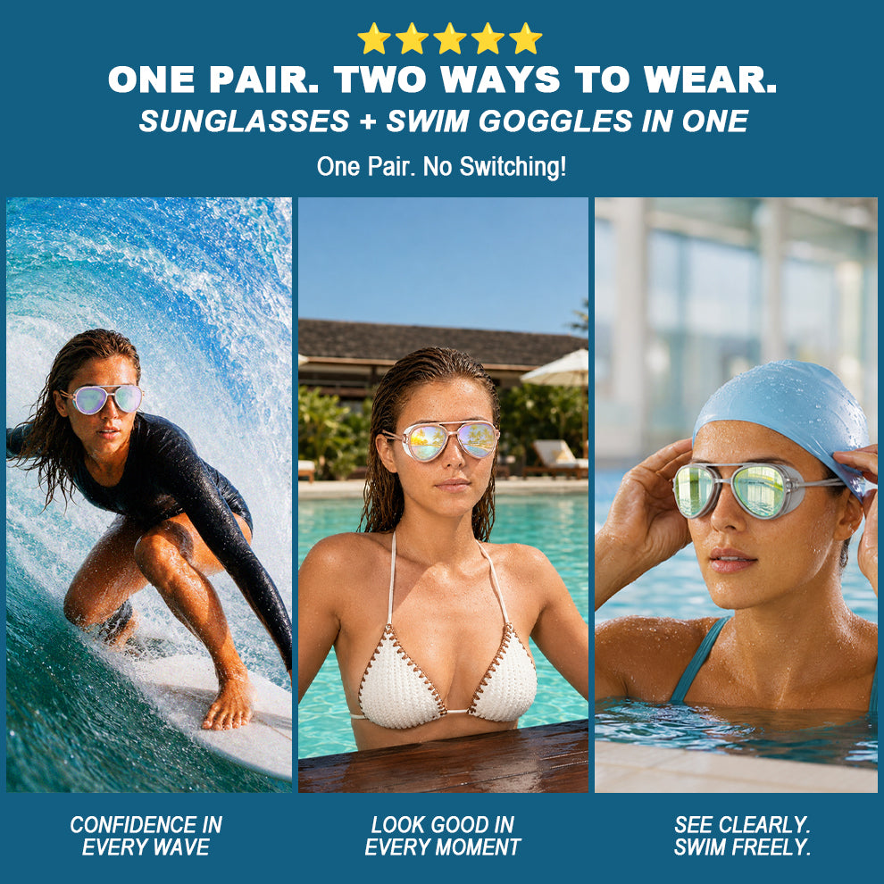 2-in-1 Retro Swim Goggles & Sunglasses