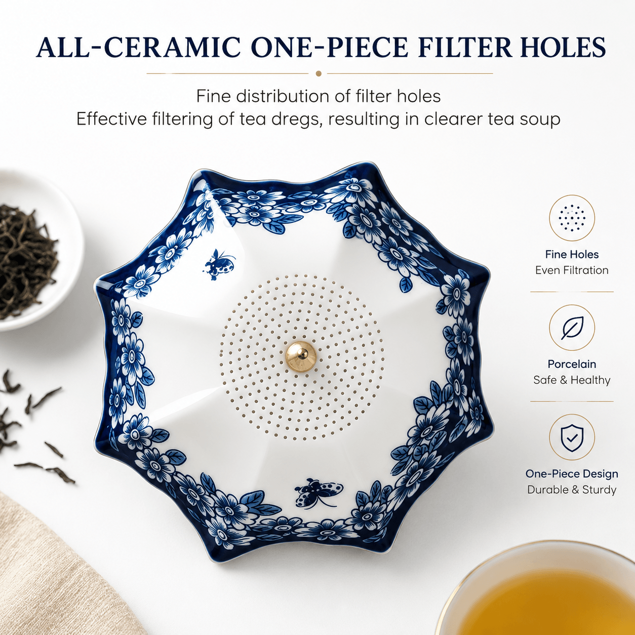 Elegant Ceramic Umbrella Tea Strainer